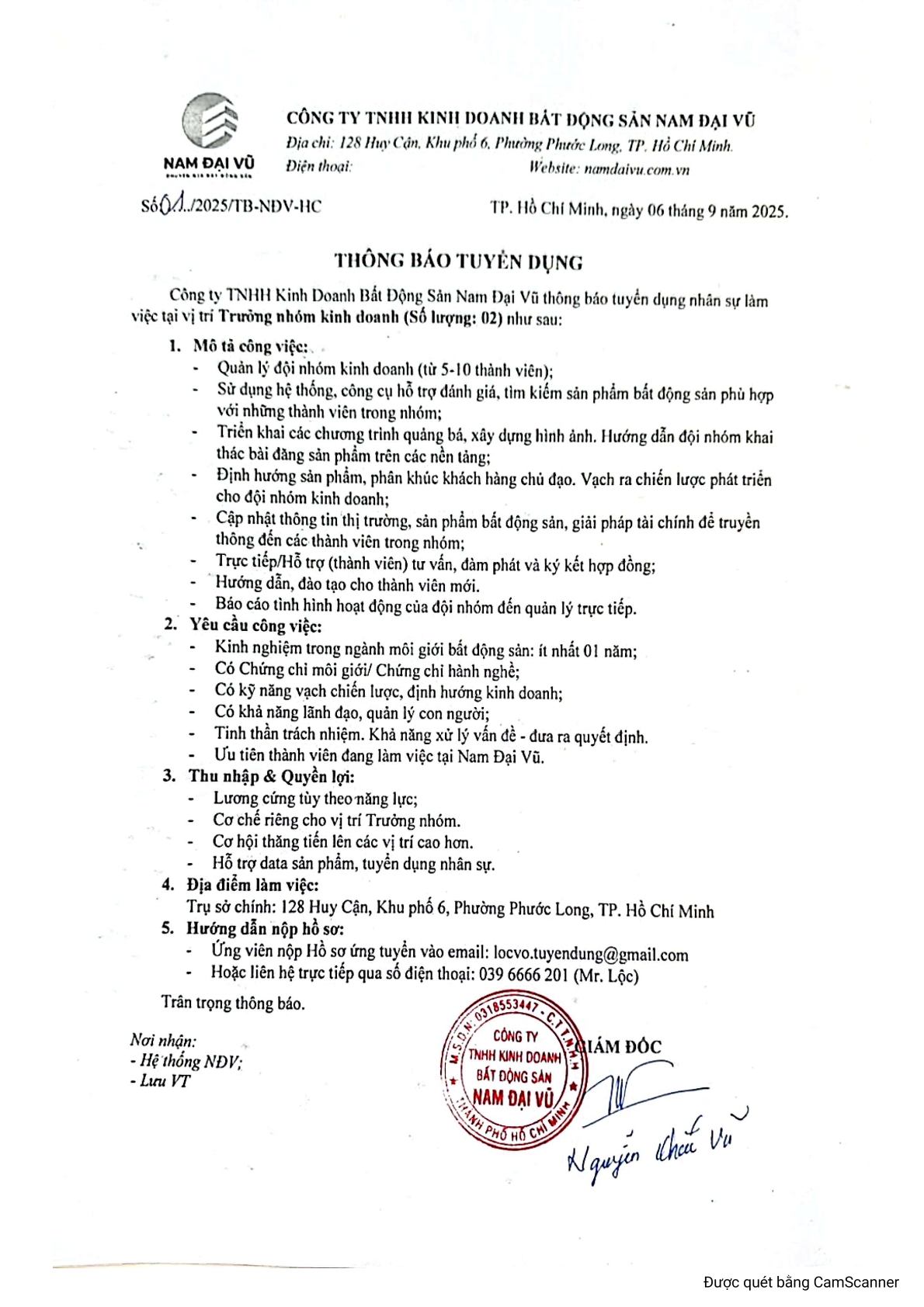THÔNG BÁO TUYỂN DỤNG